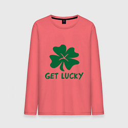 Лонгслив хлопковый мужской Get lucky, цвет: коралловый