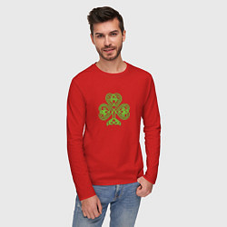 Лонгслив хлопковый мужской Celtic сlover, цвет: красный — фото 2