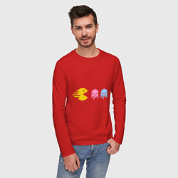 Лонгслив хлопковый мужской Pac-Man: Fast Eat, цвет: красный — фото 2