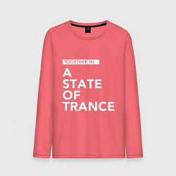 Лонгслив хлопковый мужской Together in A State of Trance, цвет: коралловый