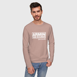 Лонгслив хлопковый мужской Armin van Buuren, цвет: пыльно-розовый — фото 2