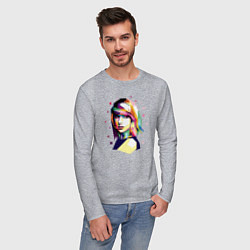 Лонгслив хлопковый мужской Taylor Swift Art, цвет: меланж — фото 2