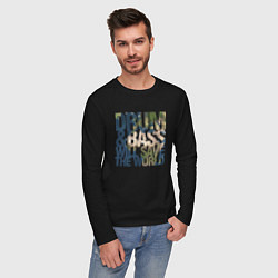 Лонгслив хлопковый мужской Drum & Bass: The World, цвет: черный — фото 2