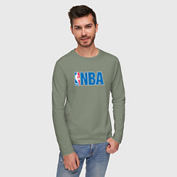 Лонгслив хлопковый мужской NBA, цвет: авокадо — фото 2