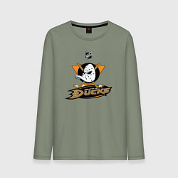 Лонгслив хлопковый мужской NHL: Anaheim Ducks, цвет: авокадо