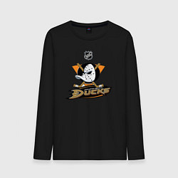 Лонгслив хлопковый мужской NHL: Anaheim Ducks цвета черный — фото 1