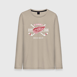 Лонгслив хлопковый мужской Detroit Red Wings: Est.1926, цвет: миндальный