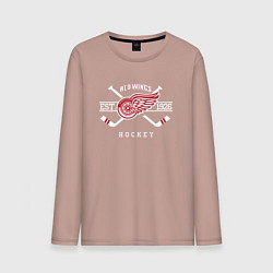 Лонгслив хлопковый мужской Detroit Red Wings: Est.1926, цвет: пыльно-розовый