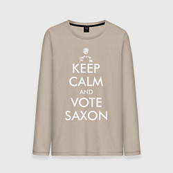 Лонгслив хлопковый мужской Keep Calm & Vote Saxon, цвет: миндальный