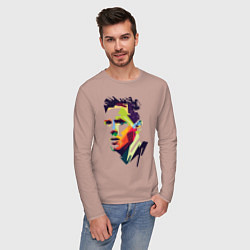 Лонгслив хлопковый мужской Lionel Messi: fun-art, цвет: пыльно-розовый — фото 2