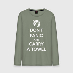 Лонгслив хлопковый мужской Dont panic & Carry a Towel, цвет: авокадо