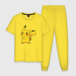 Пижама хлопковая мужская Злой Пикачу, цвет: желтый