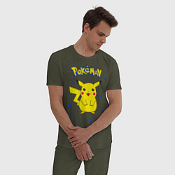 Пижама хлопковая мужская Pokemon, цвет: меланж-хаки — фото 2