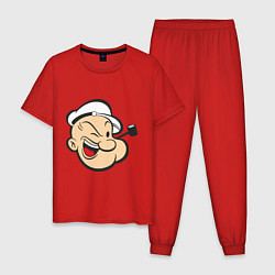 Пижама хлопковая мужская Popeye Face, цвет: красный