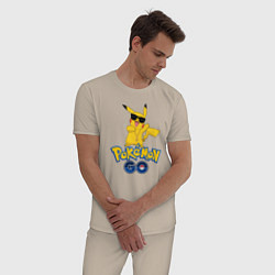 Пижама хлопковая мужская Pokemon GO, цвет: миндальный — фото 2