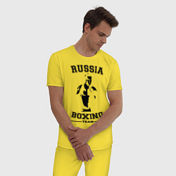 Пижама хлопковая мужская Russia Boxing Team, цвет: желтый — фото 2