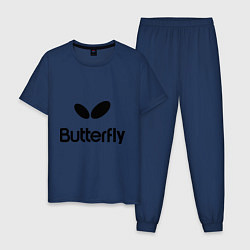 Пижама хлопковая мужская Butterfly Logo, цвет: тёмно-синий