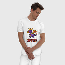 Пижама хлопковая мужская Spyro: 8 bit, цвет: белый — фото 2