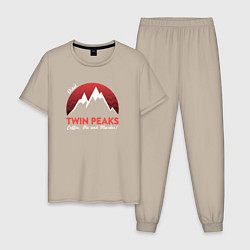 Пижама хлопковая мужская Twin Peaks: Pie & Murder, цвет: миндальный