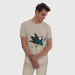 Пижама хлопковая мужская San Jose Sharks, цвет: миндальный — фото 2