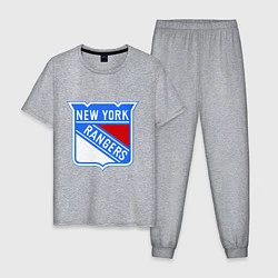 Пижама хлопковая мужская New York Rangers, цвет: меланж