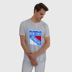 Пижама хлопковая мужская New York Rangers, цвет: меланж — фото 2