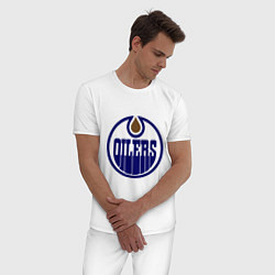 Пижама хлопковая мужская Edmonton Oilers, цвет: белый — фото 2