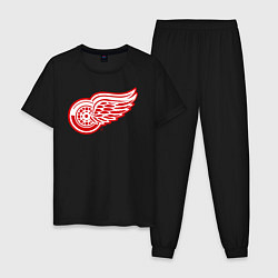 Пижама хлопковая мужская Detroit Red Wings, цвет: черный