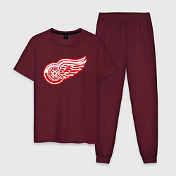 Пижама хлопковая мужская Detroit Red Wings, цвет: меланж-бордовый