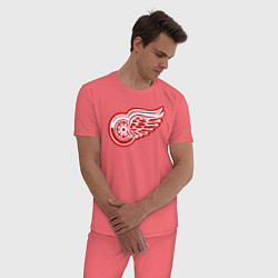 Пижама хлопковая мужская Detroit Red Wings, цвет: коралловый — фото 2