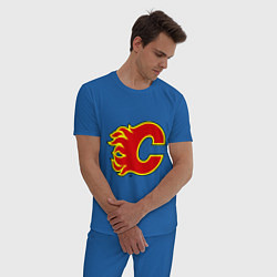 Пижама хлопковая мужская Calgary Flames цвета синий — фото 2