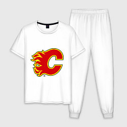 Пижама хлопковая мужская Calgary Flames, цвет: белый