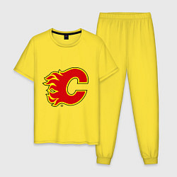 Пижама хлопковая мужская Calgary Flames, цвет: желтый