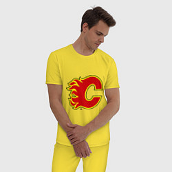Пижама хлопковая мужская Calgary Flames, цвет: желтый — фото 2