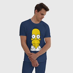 Пижама хлопковая мужская Homer Face, цвет: тёмно-синий — фото 2