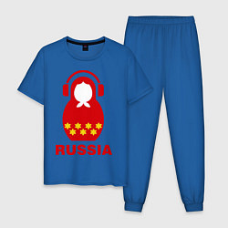 Пижама хлопковая мужская Russia dj цвета синий — фото 1