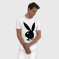 Пижама хлопковая мужская Playboy, цвет: белый — фото 2