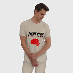 Пижама хлопковая мужская Fight Club, цвет: миндальный — фото 2