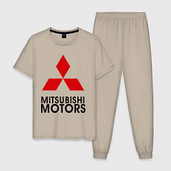 Пижама хлопковая мужская Mitsubishi, цвет: миндальный
