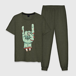Пижама хлопковая мужская Zombie Rock Hand, цвет: меланж-хаки