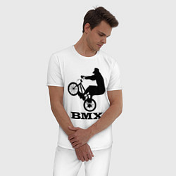 Пижама хлопковая мужская BMX, цвет: белый — фото 2