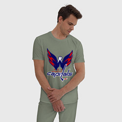 Пижама хлопковая мужская Washington Capitals: Ovechkin, цвет: авокадо — фото 2