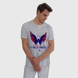 Пижама хлопковая мужская Washington Capitals: Ovechkin, цвет: меланж — фото 2