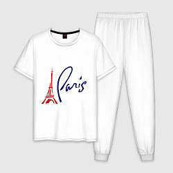 Пижама хлопковая мужская I Paris, цвет: белый
