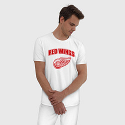 Пижама хлопковая мужская Detroit Red Wings, цвет: белый — фото 2