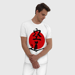 Пижама хлопковая мужская Kudo: Hieroglyph, цвет: белый — фото 2