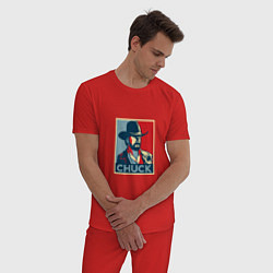 Пижама хлопковая мужская Chuck Poster цвета красный — фото 2