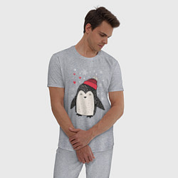 Пижама хлопковая мужская Пингвин в шапке, цвет: меланж — фото 2