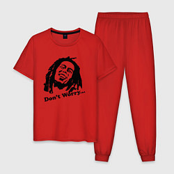Пижама хлопковая мужская Bob Marley: Don't worry, цвет: красный