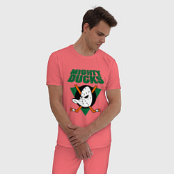 Пижама хлопковая мужская Anaheim Mighty Ducks, цвет: коралловый — фото 2